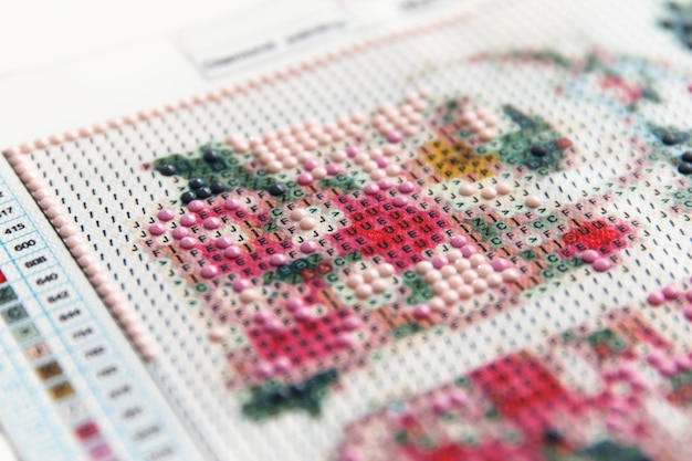 Detaliu cusătură florală